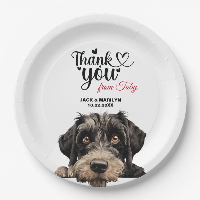 Giant Schnauzer Dog Wedding Reception Paper Plate (Front)