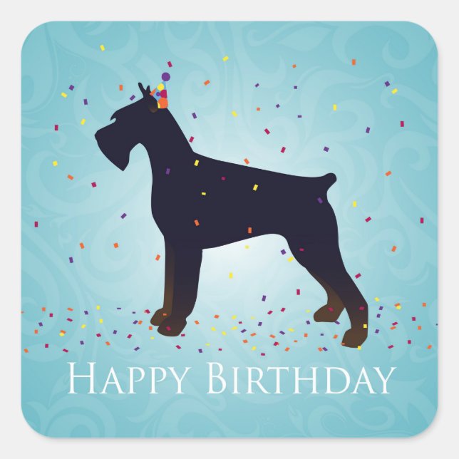 Giant Schnauzer Happy Birthday Design Square Sticker (Front)
