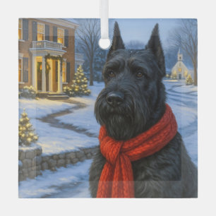Giant Schnauzer Holiday Glass Ornament