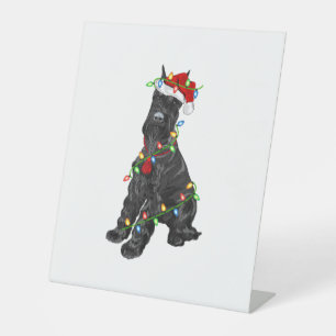 Giant Schnauzer Lover Xmas Santa Giant Schnauzer C Pedestal Sign