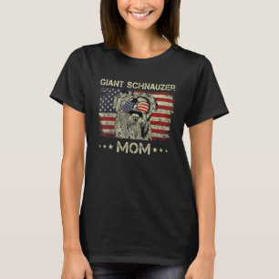 Giant Schnauzer Mom Dog  American Flag 4th Of July T-Shirt