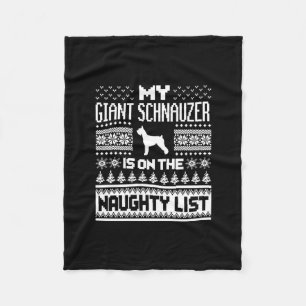 giant schnauzer on naughty list dog ugly christmas fleece blanket