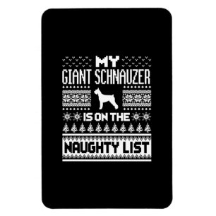 giant schnauzer on naughty list dog ugly christmas magnet