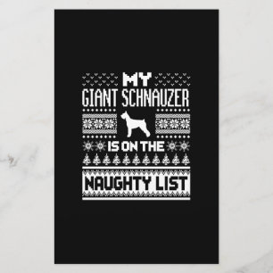 giant schnauzer on naughty list dog ugly christmas stationery