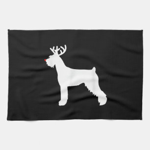 giant schnauzer reindeer christmas dog kitchen towel