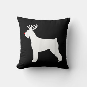 giant schnauzer reindeer christmas dog throw pillow