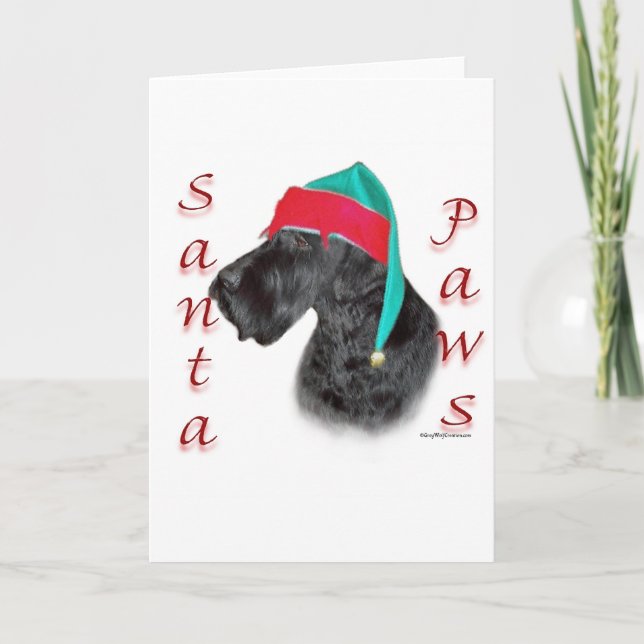 Giant Schnauzer Santa Paws Holiday Card (Front)