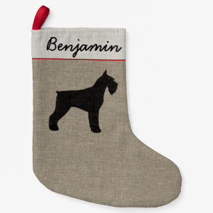Giant Schnauzer Silhouette with Custom Text Small Christmas Stocking