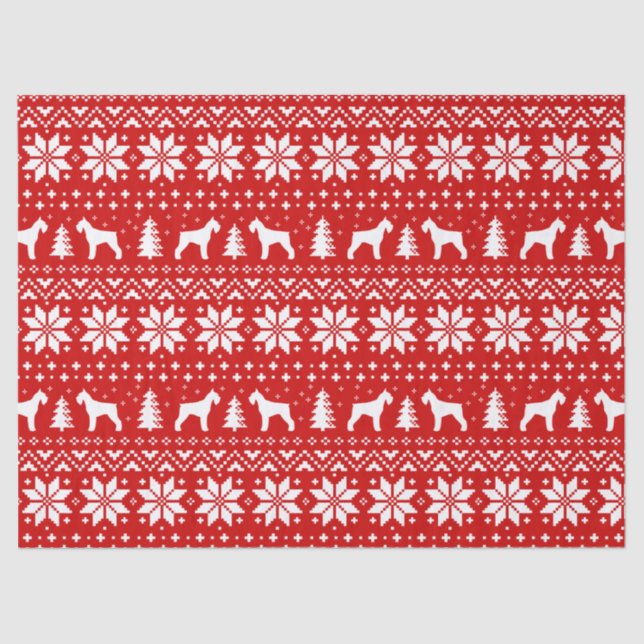 Giant Schnauzer Silhouettes Christmas Pattern Red Tissue Paper (Front)