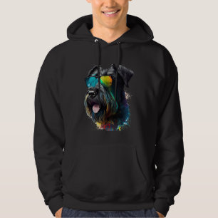 Giant schnauzer walking dog fans party sunglasses hoodie
