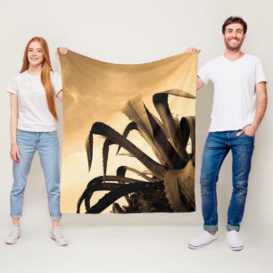 Giant Sepia Aloe Cactus Plant Fleece Blanket