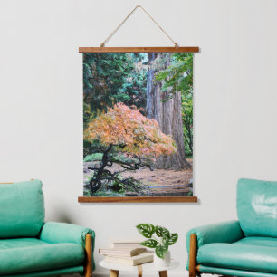Giant Sequoia and Japanese Maple Botanical Hanging Tapestry