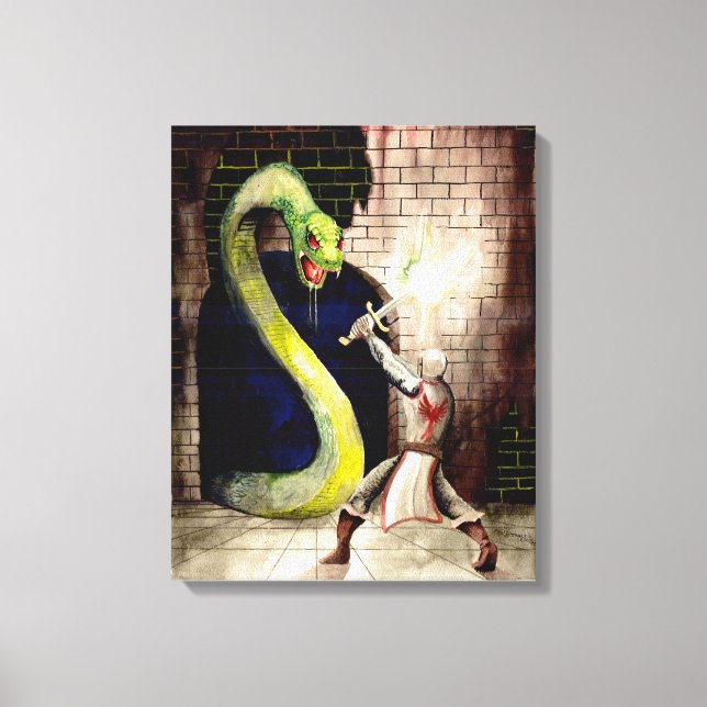 “Giant Serpent” – Original painting by fantasy art Canvas Print (Front)