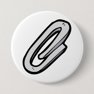 Giant Silver Paperclip Office and Stationery 3 Inch Round Button