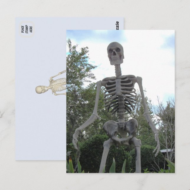 Giant Skeleton Halloween Postcard (Front/Back)