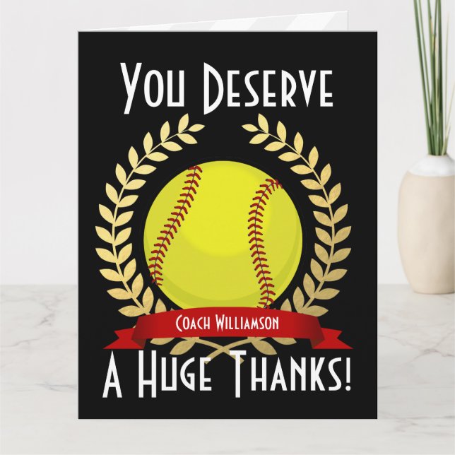 Giant Softball Coach Thank You Black Card (Front)