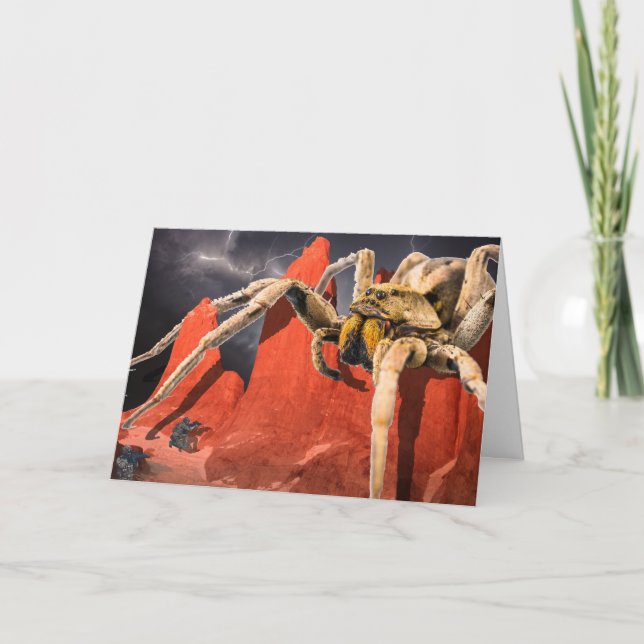 Giant Spider in Mountains Halloween Card (Front)