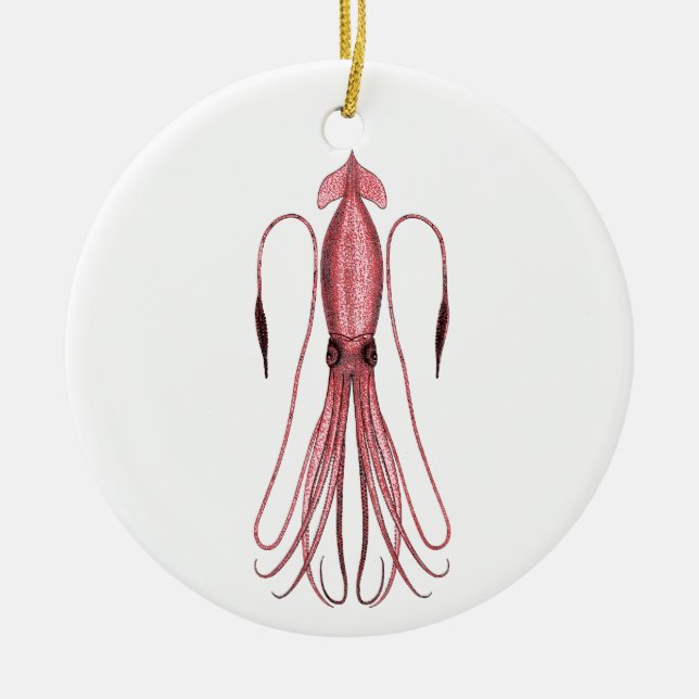 Giant Squid (colour illustration) Ceramic Ornament (Front)