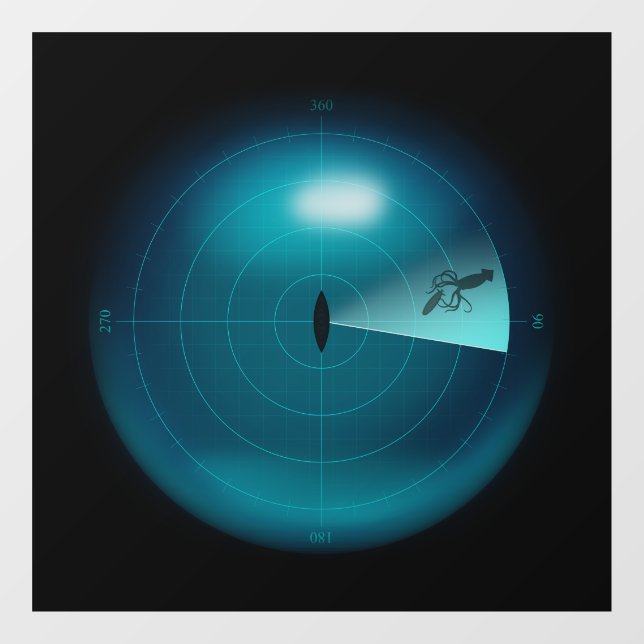 Giant Squid Image on Ship's Sonar Nautical Decal (Sheet)