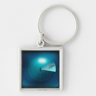 Giant Squid on Ship's Sonar Nautical Steampunk Keychain