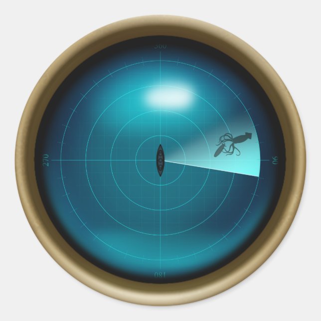 Giant Squid Seen on Ship Sonar Steampunk Nautical Classic Round Sticker (Front)