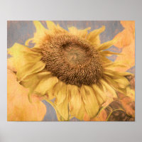 Giant Sunflowers Country Yellow Grey Decoupage Art