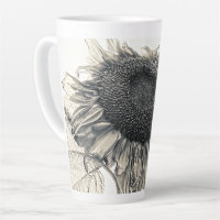 Giant Sunflowers Vintage Antique Sepia Art