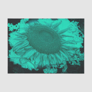 Giant Sunflowers Vintage Neon Green Vignette Tissue Paper