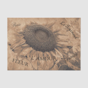 Giant Sunflowers Vintage Sepia Brown Ephemera Tissue Paper