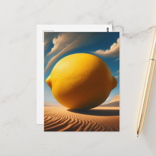 Giant Surreal Lemon Postcard (Front/Back In Situ)