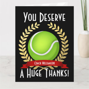 Giant Tennis Coach Thank You Black Card
