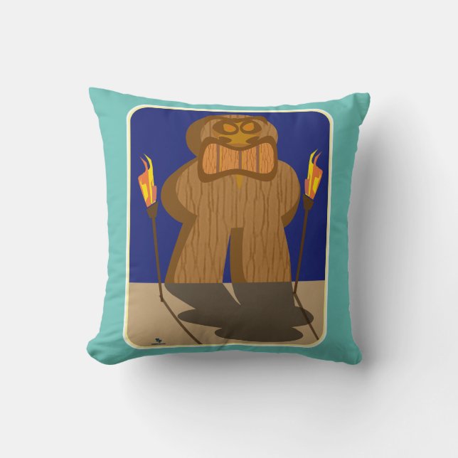 Giant Tiki Game Piece Art Fun Cartoon Design Throw Pillow (Front)