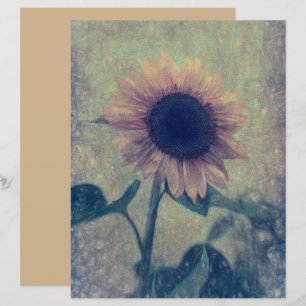 Giant Vintage Sunflower Yellow Green Texture