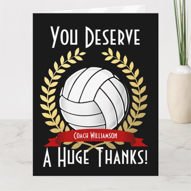 Giant Volleyball Coach Thank You Card (Front)