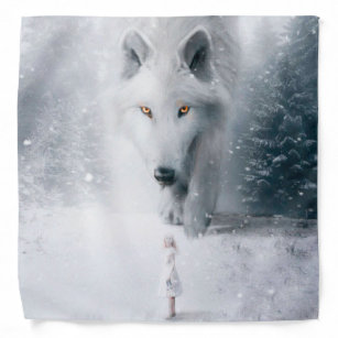 Giant white wolf bandana