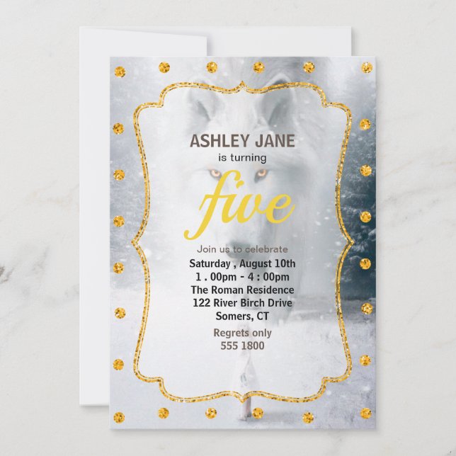 Giant white wolf invitation (Front)