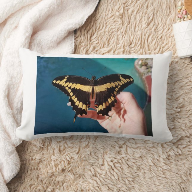 Giant Yellow Swallowtail Butterfly Lumbar Pillow (Blanket)