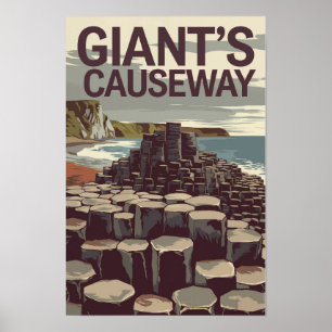 Giant's Causeway Ireland Illustration Travel Art Poster
