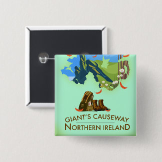 Giants Causeway Northern Ireland Map Travel poster 2 Inch Square Button