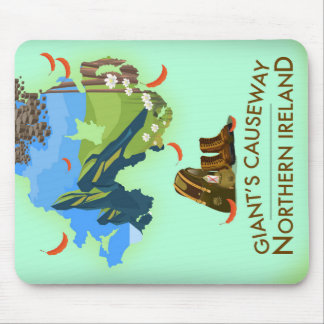Giants Causeway Northern Ireland Map Travel poster Mouse Pad