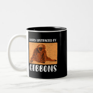 Gibbon Ape Monkey Funny 2 Two-Tone Coffee Mug