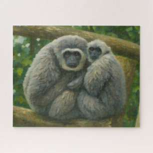 Gibbon Companions – Emotional Wildlife Portrait Jigsaw Puzzle