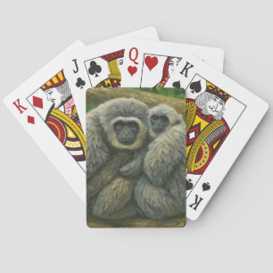 Gibbon Companions – Emotional Wildlife Portrait Playing Cards
