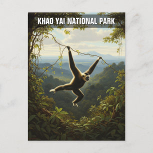 Gibbon in Khao Yai National Park Thailand Postcard