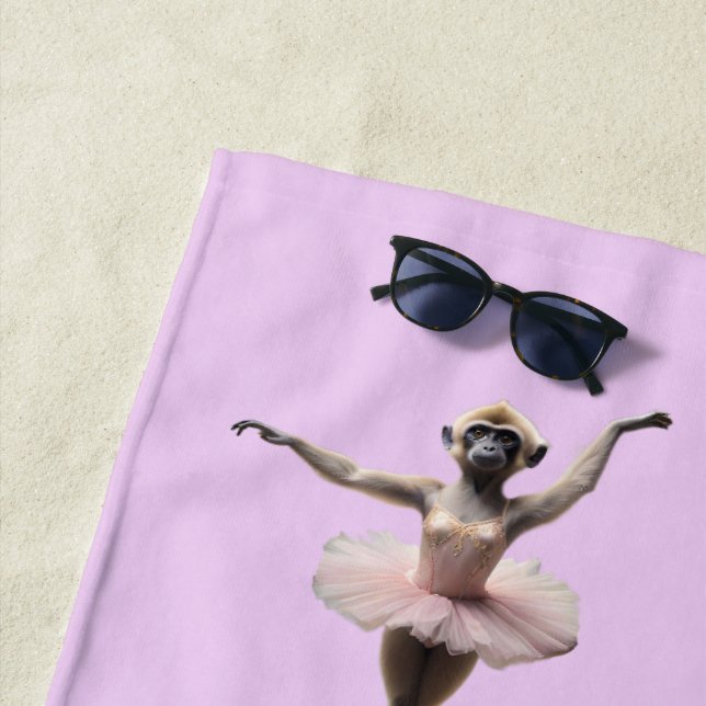 Gibbon Monkey Ballet Dancer In A Tutu, Beach Towel (In Situ)