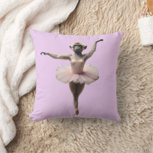 Gibbon Monkey Ballet Dancer In A Tutu, Throw Pillow