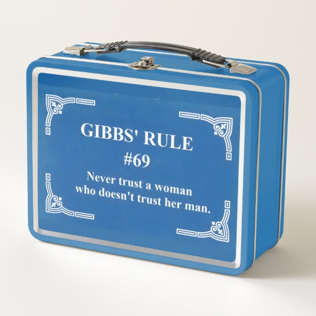 Gibbs' rule 69 metal lunch box (Front)