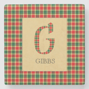 Gibbs Tartan Monogram G Stone Coaster