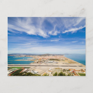 Gibraltar Airport Runway and La Linea in Spain Postcard