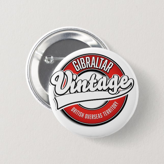 Gibraltar British Overseas Territory logo 2 Inch Round Button (Front & Back)